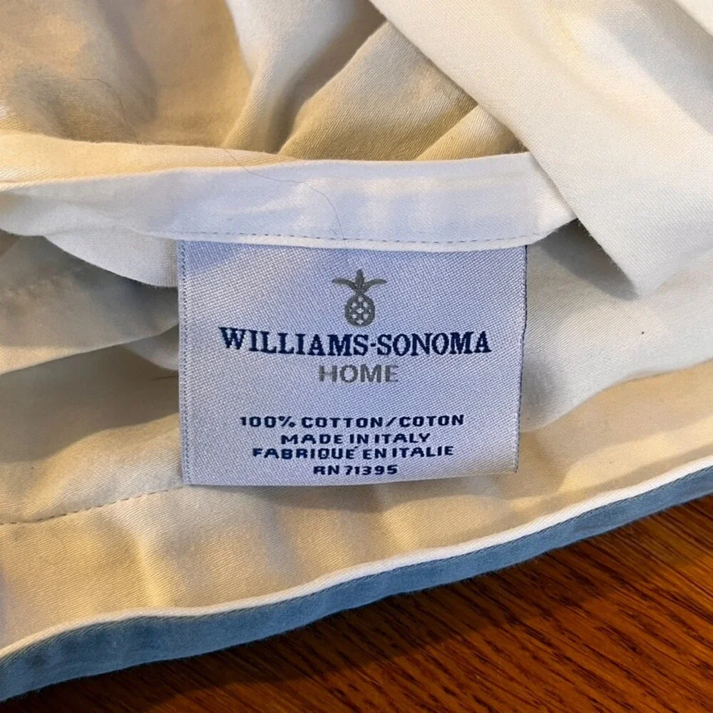 Williams Sonoma Home Blue White King Euro Pillow Sham Cotton Made in Italy